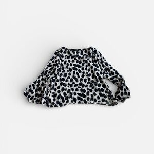 Karen Kane Navy Blue and White Animal Print Blouse